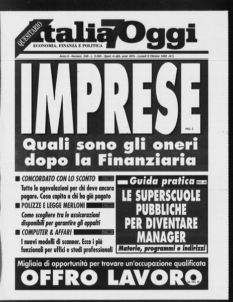 Italia oggi : quotidiano di economia finanza e politica